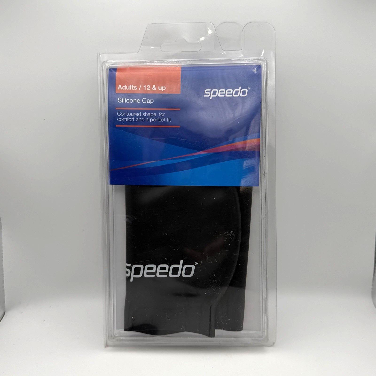 Speedo US Swimming 100% Silicone Swim Cap Adult 12 & Up Black W/White Logo