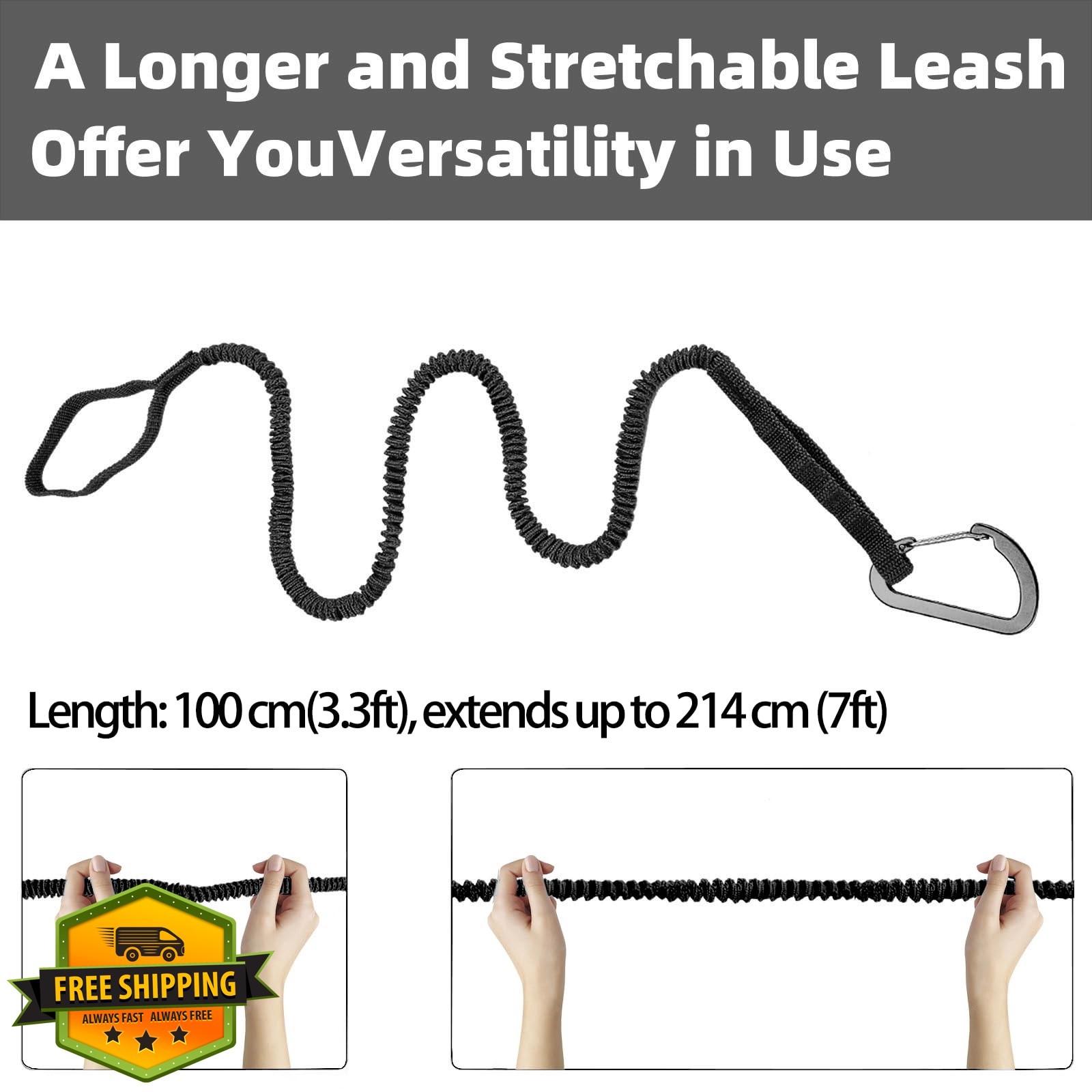MOOCY Kayak Paddle Leash Kayak Rod Leash, 3-7 ft Stretchable Strap Lanyard Ro…
