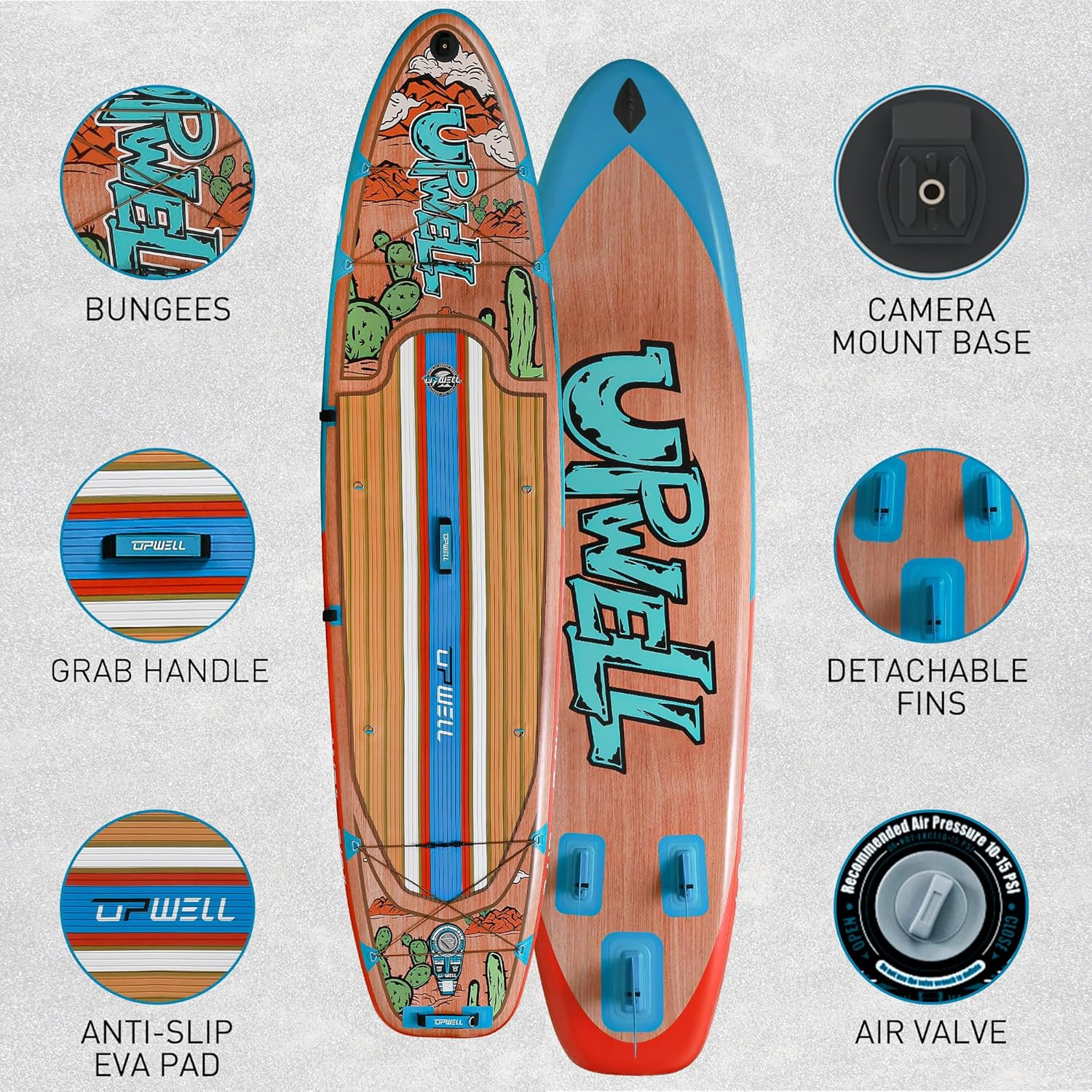 UPWELL 11’6”/11’2”/11’/10’8”/10’6”/10’2” Inflatable Stand up Paddle Board with S
