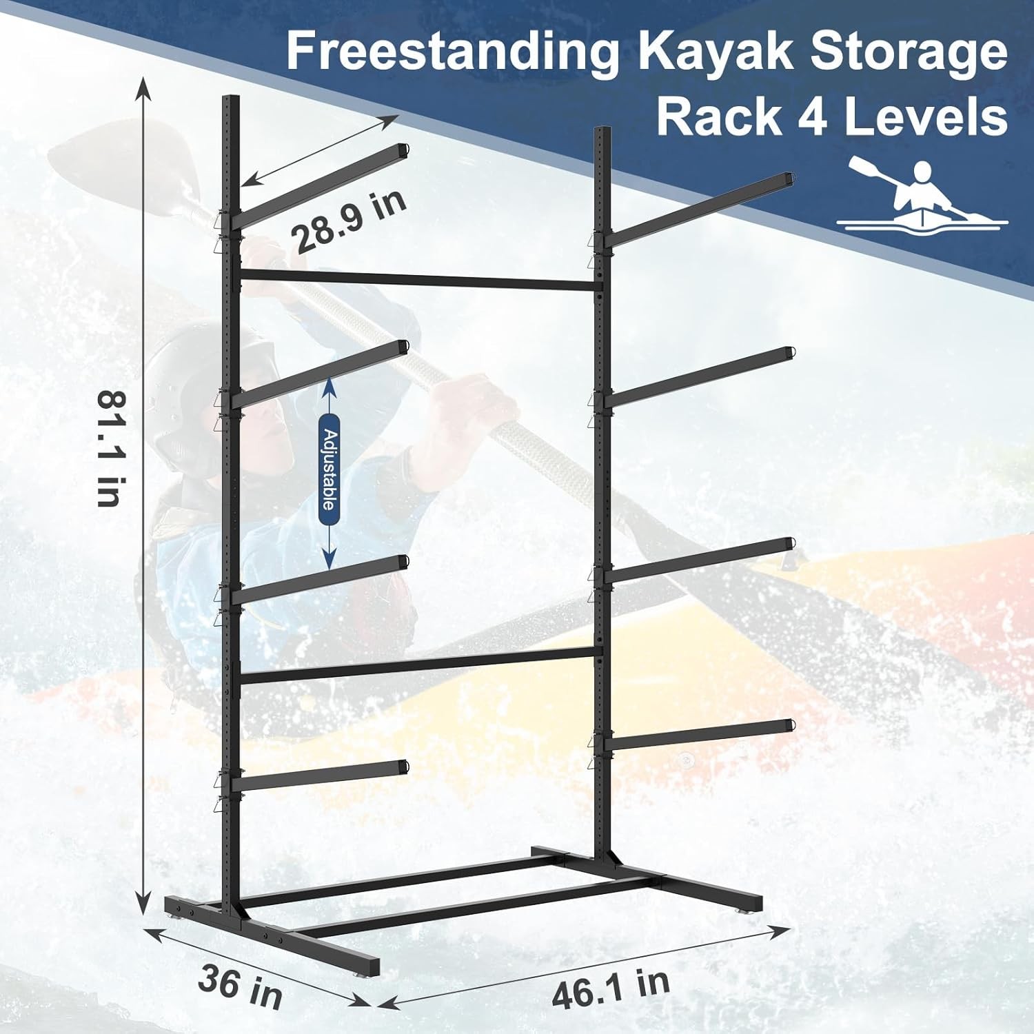 NAIZEA Kayak Storage Rack Freestanding Wall Mount 2 & 4 Tier Kayak Holder Stand