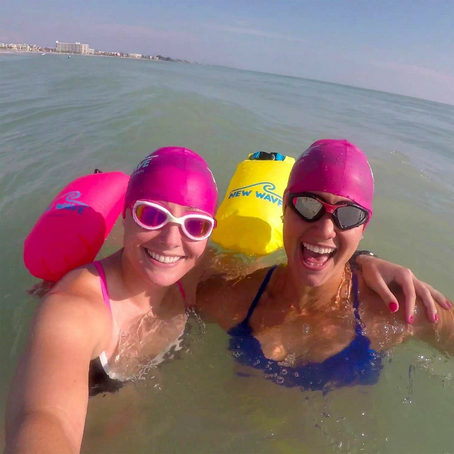 New Wave Swim Buoy – Swim Safety Float and Drybag – 15L PVC Yellow