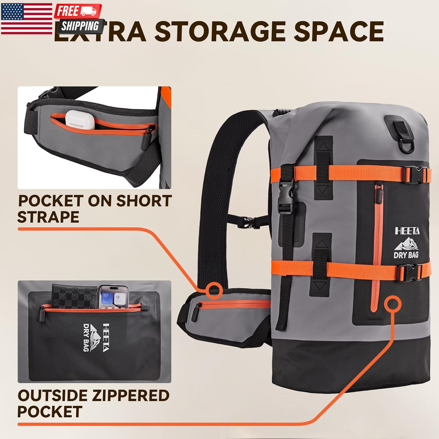 Dry Bags Waterproof Backpack 40L for Men & Women, Roll Top Heavy Duty Cushioned