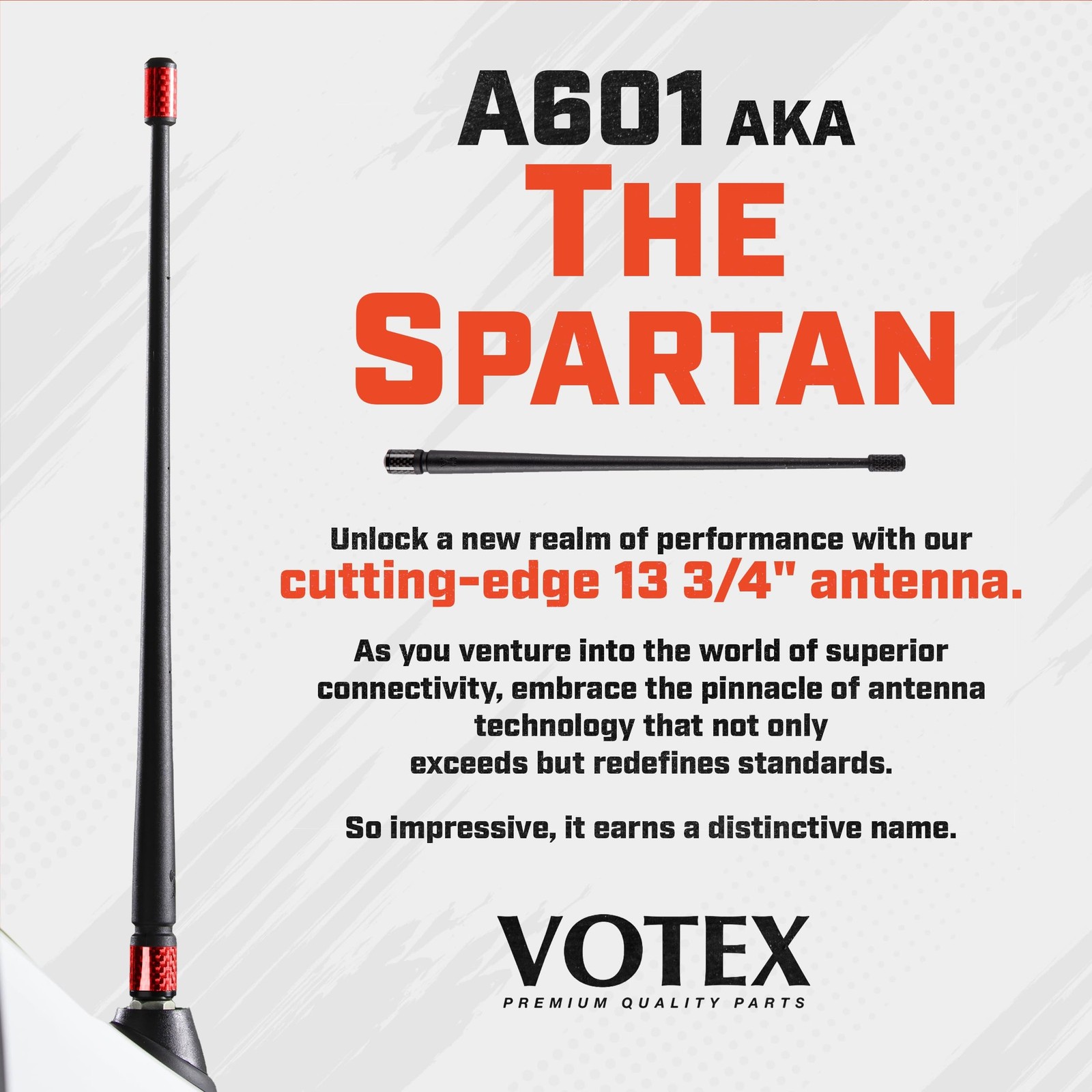 Votex – The Spartan – 13 3/4 Inch Rubber Antenna – USA Stainless Steel Thread…