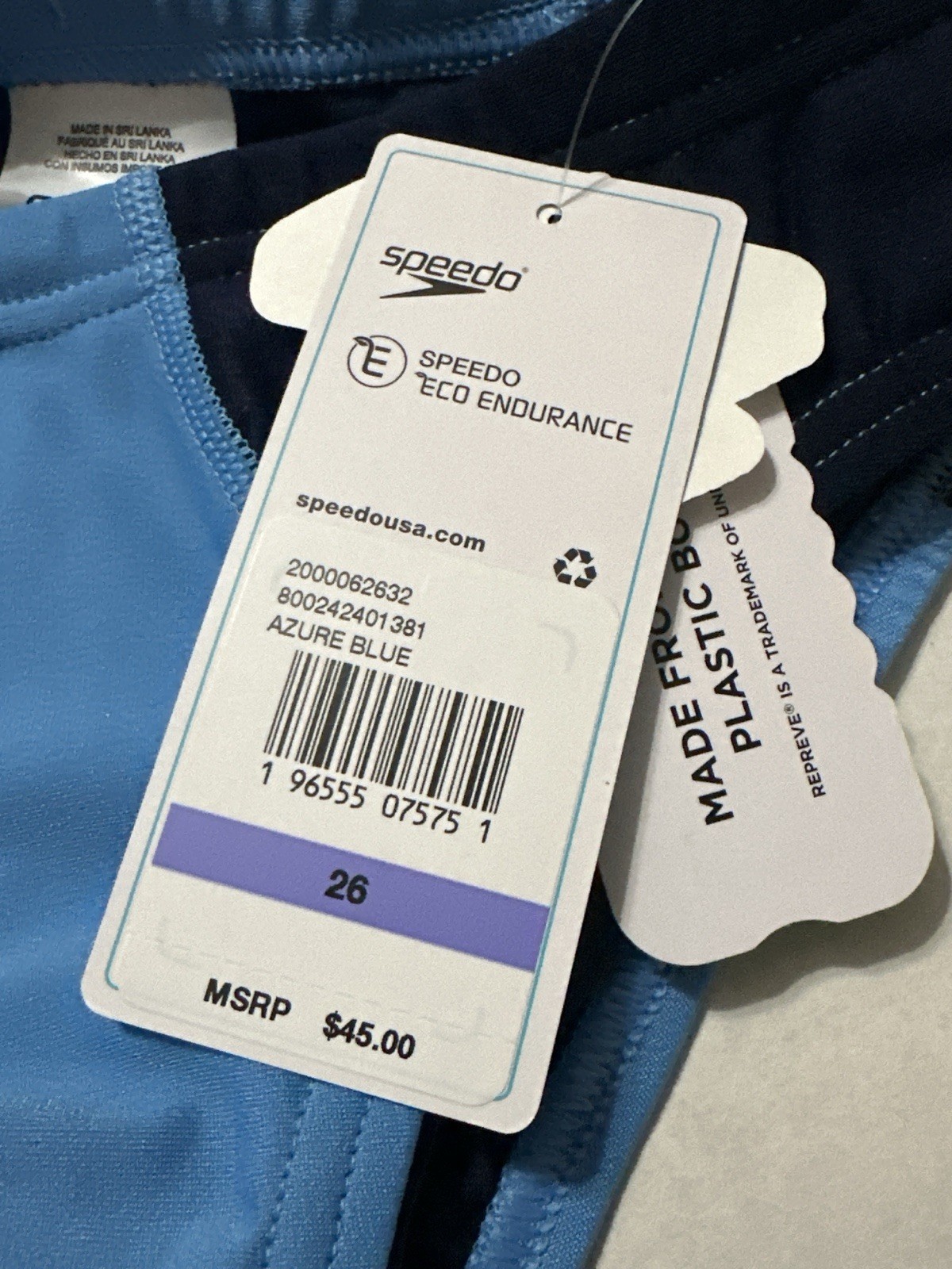 Speedo Eco Endurance Swim Briefs Youth Boy Size 26 AzureBlue Vibe Collection NWT