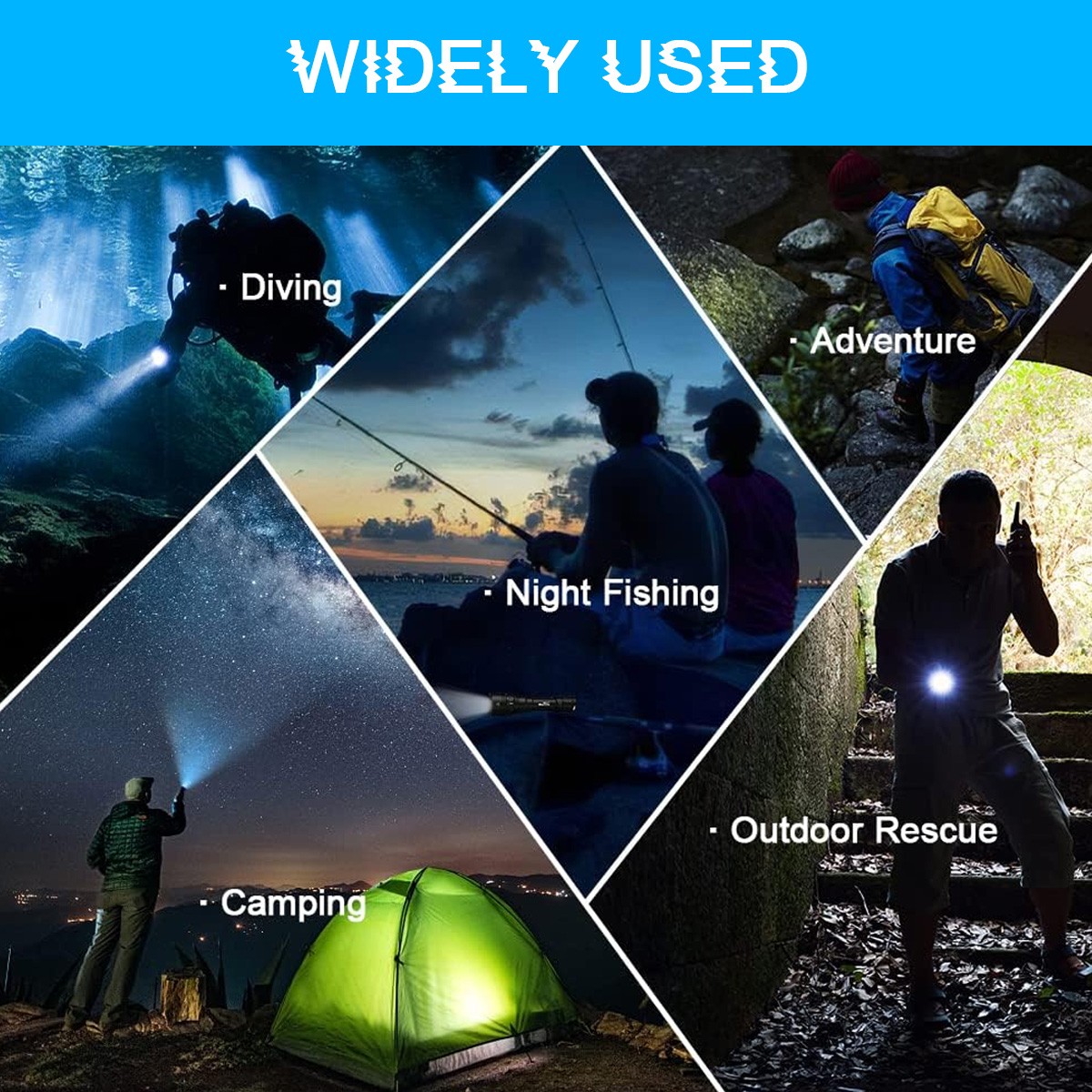 90000LMS Scuba Diving LED Flashlight Underwater 80M Waterproof Dive Torch Light