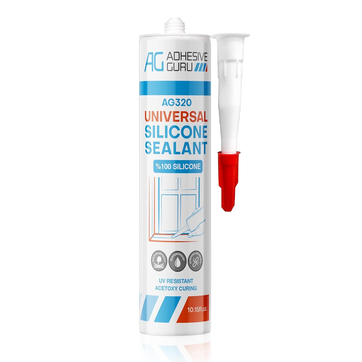 Adhesive Guru All Purpose Clear Silicone Sealant 1 Pack, 10.15 fl oz