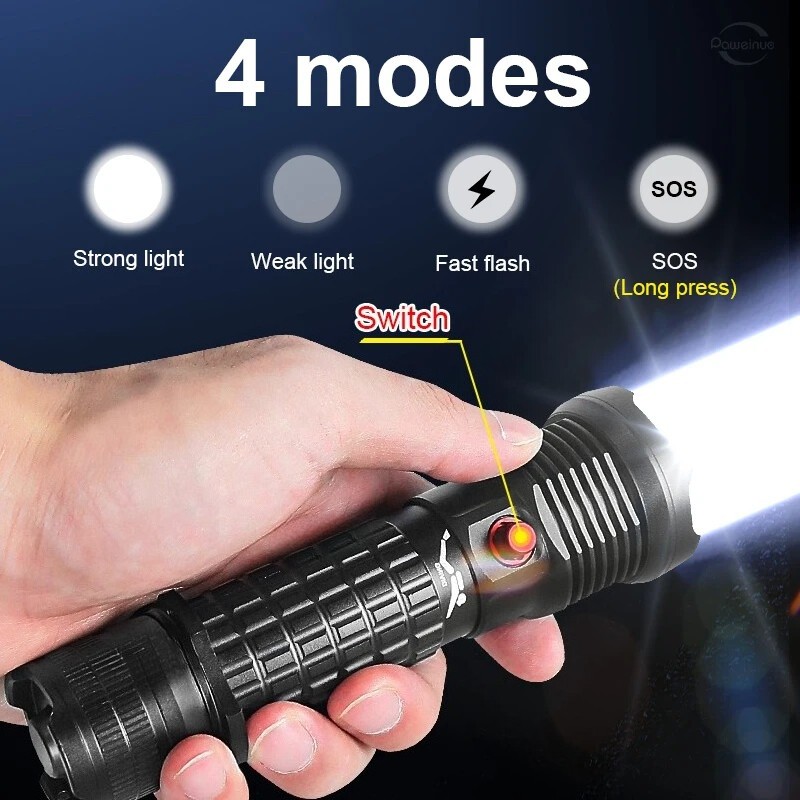 Underwater Flashlight Professional Diving Light LED Waterproof Dive Scuba Lamp