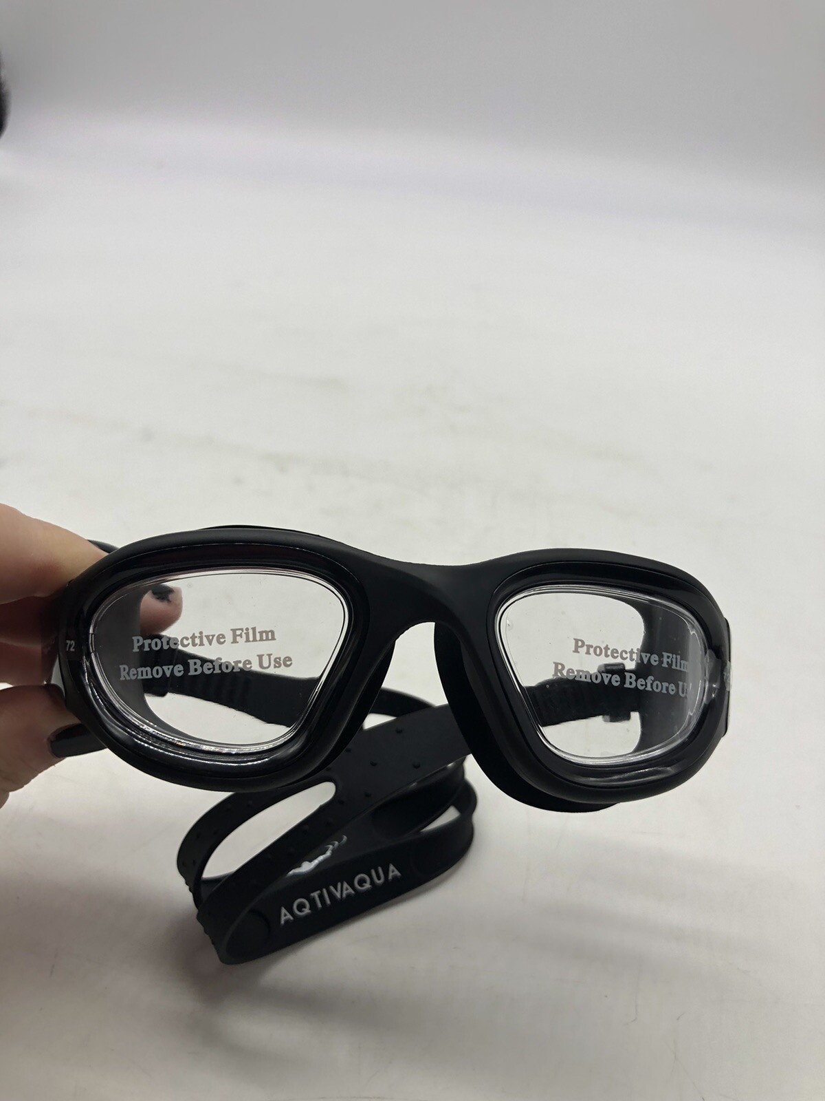 AqtivAqua DX Wide View Swimming Goggles Black Frame Clear Lens Silver Case