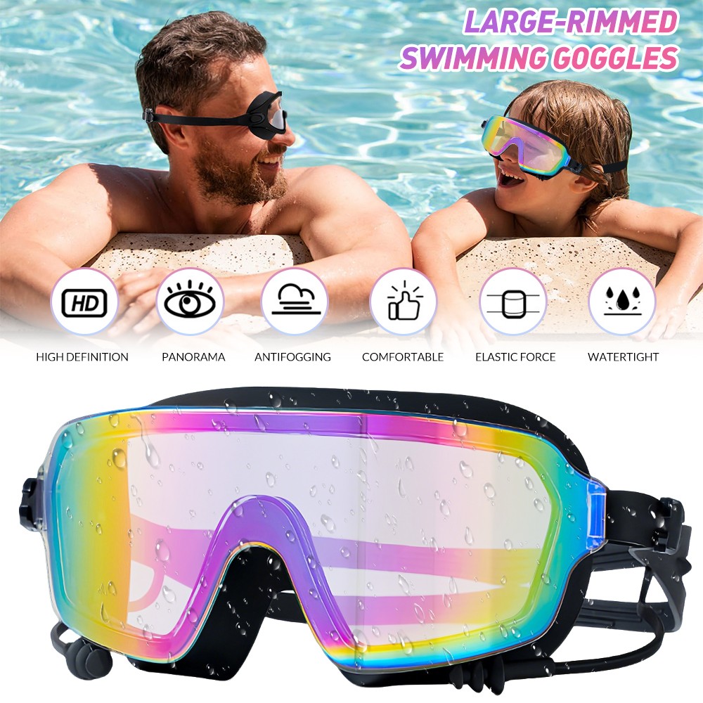 Clear Comfortable Swimming Goggles UV- Anti-Fog Swim Glasses Adult with Earplugs
