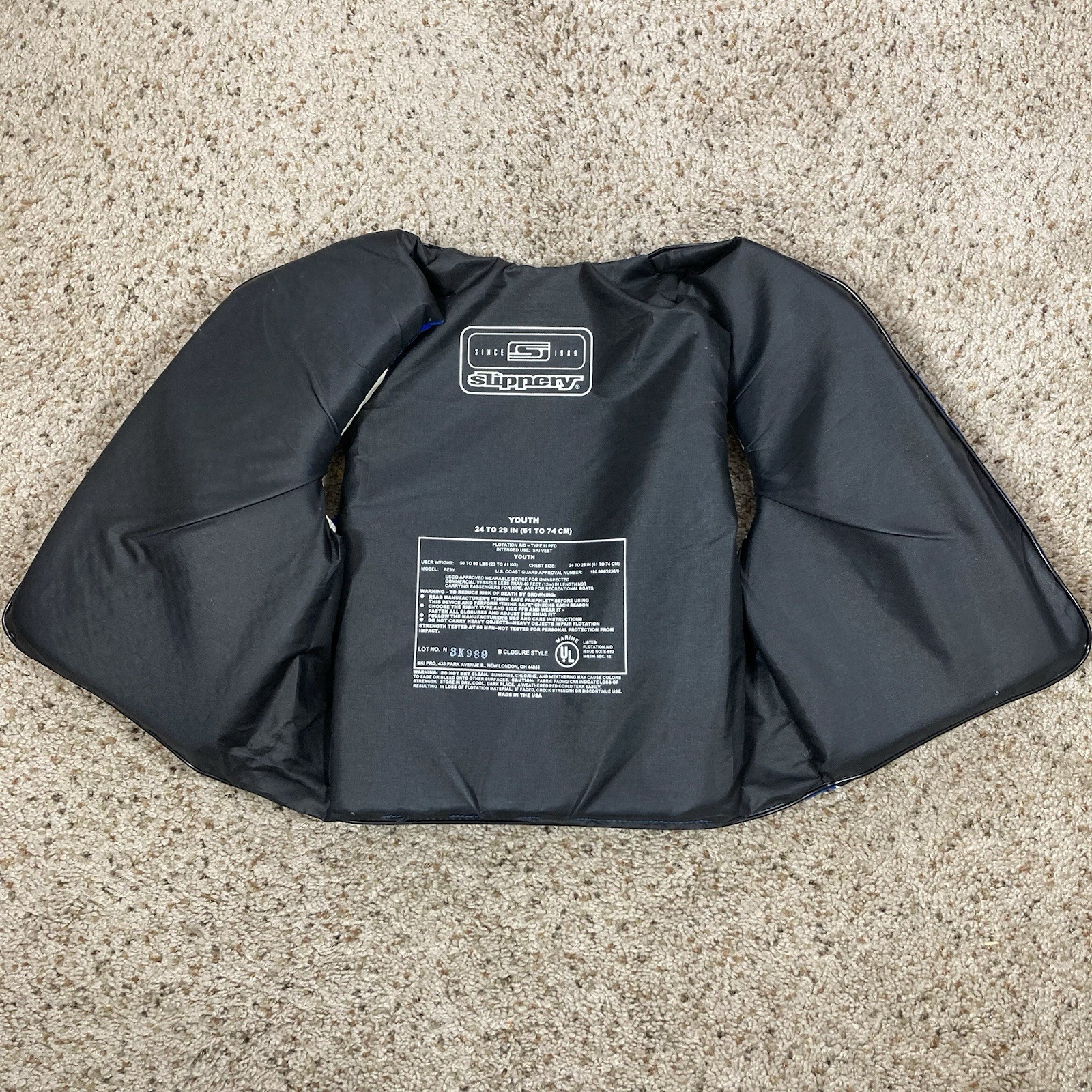 Life Vest, Child, Slippery, Blue, White, & Black, Weight Size: 50 to 90 pounds
