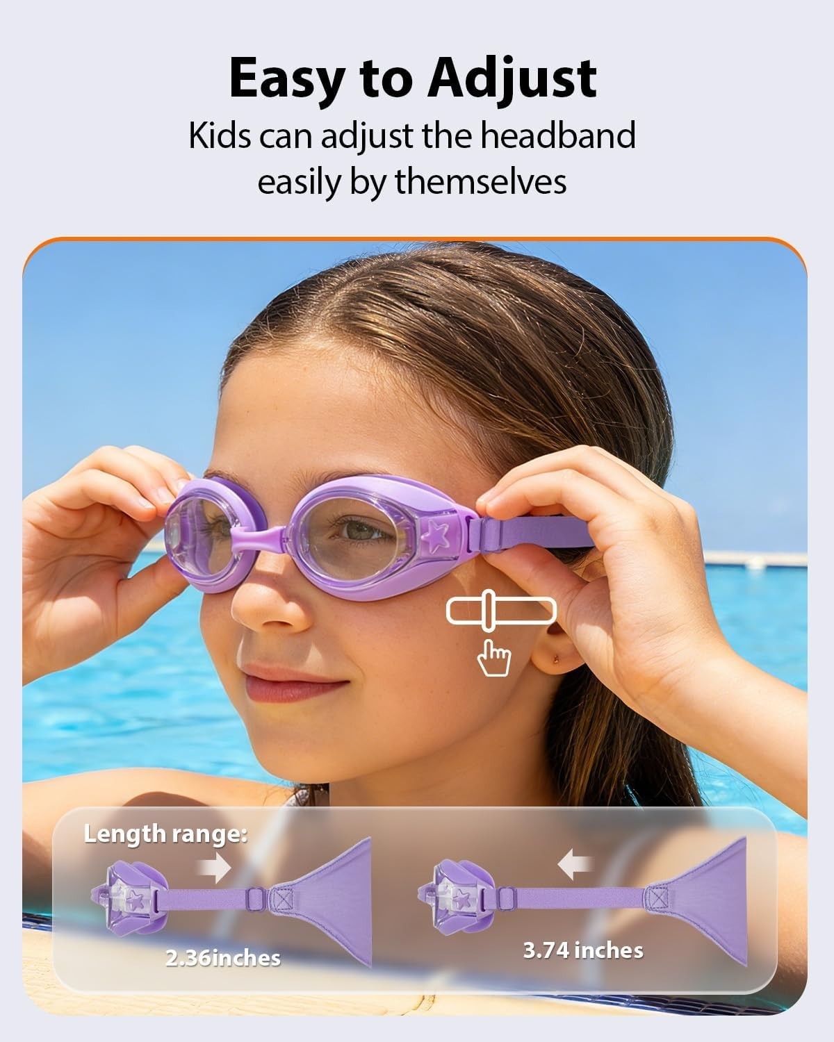 Kids Swim Goggles, Fabric Strap, Anti-Fog, UV Protection, Soft Silicone Seal