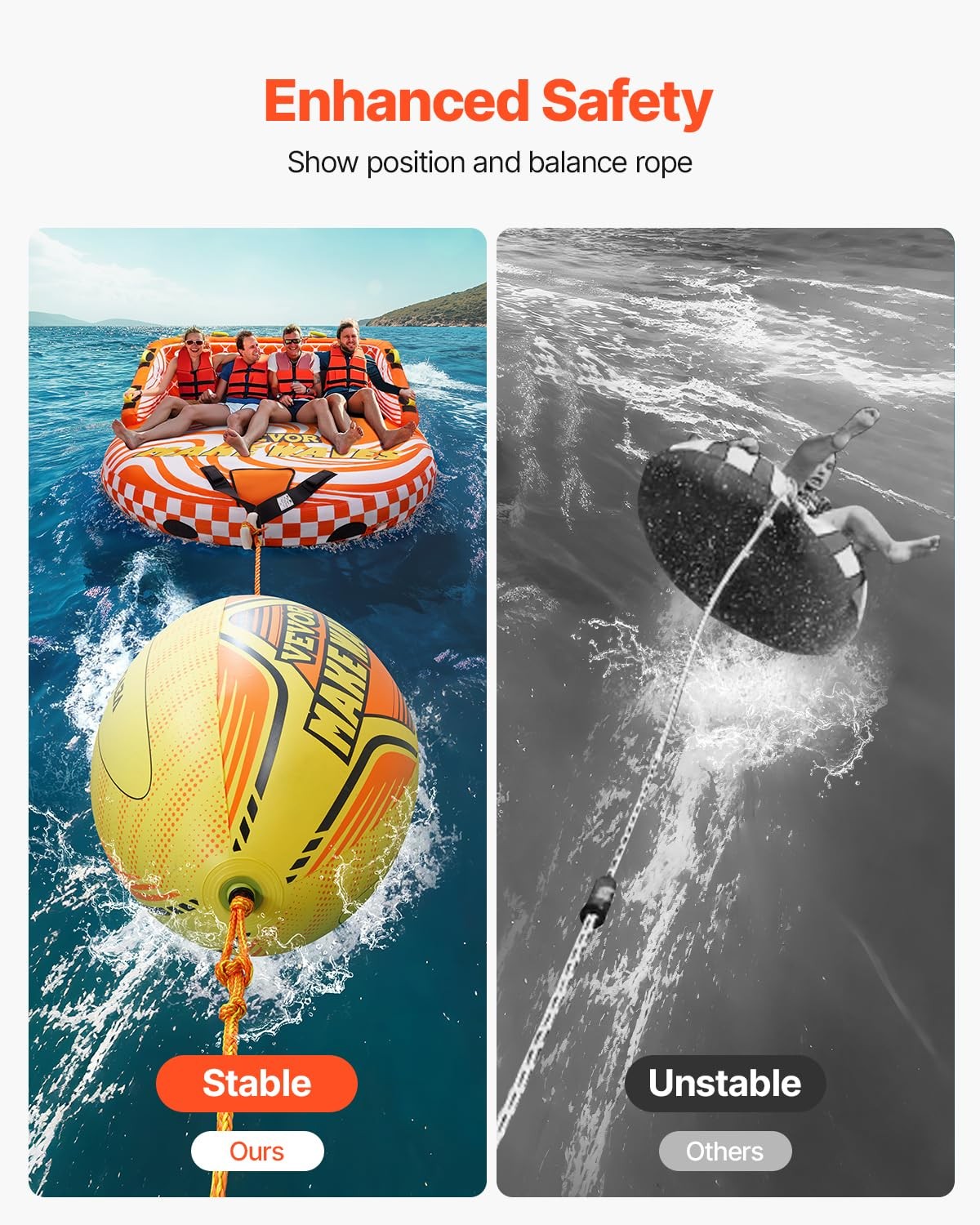 Vevor Booster Ball Towable Tube Rope Performance Ball Thickened Pvc Inflatable