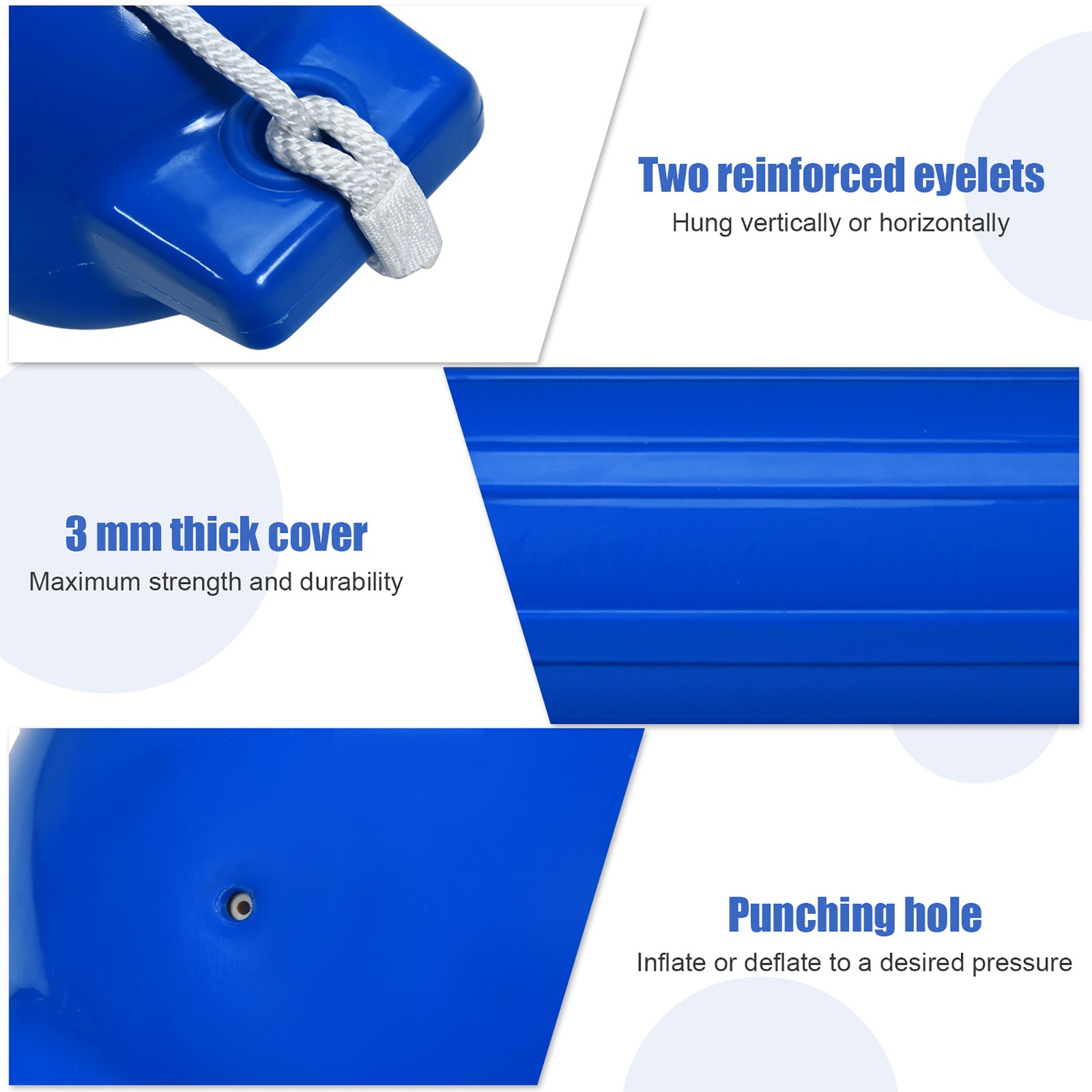 Pack of 4 23″ Boat Fenders Marine Bumper Hand Inflatable Blue
