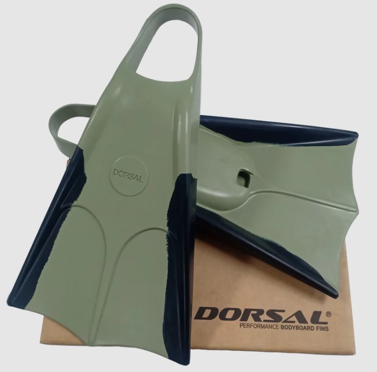 DORSAL BodyBoard Fins Charcoal & Army Green Size Large Hydro-Technology New Box