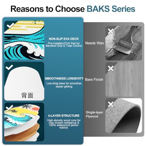 35-inch Wooden Skimboard for Beginners and Adults | Surface with EVA Non Summer