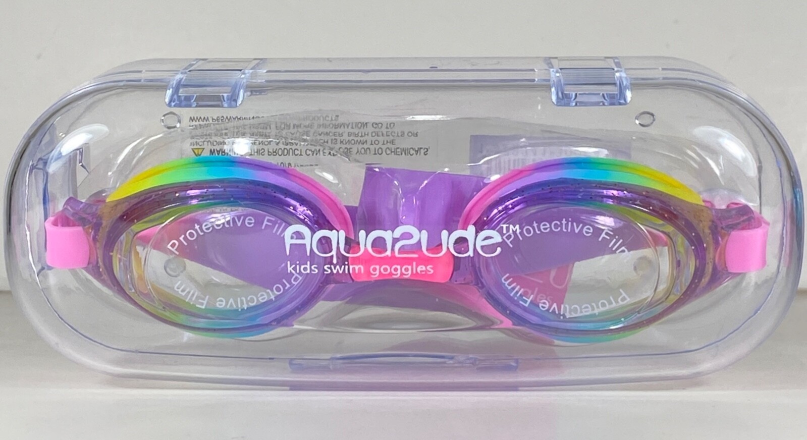 Aqua2ude Kids Swim Goggles BLUE – GREEN – PURPLE Ages 6 + Protective Case NEW