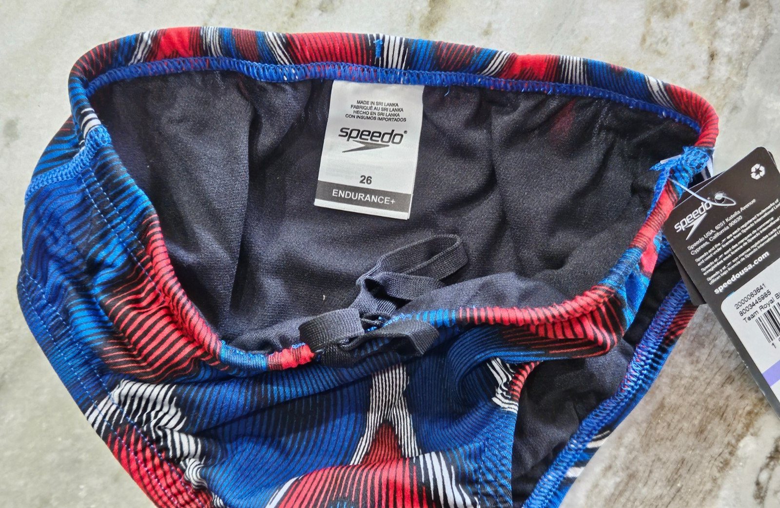 Speedo Competitive Endurance+ Red, White, Blue Swim Brief – Size 26 – FREE SHIP