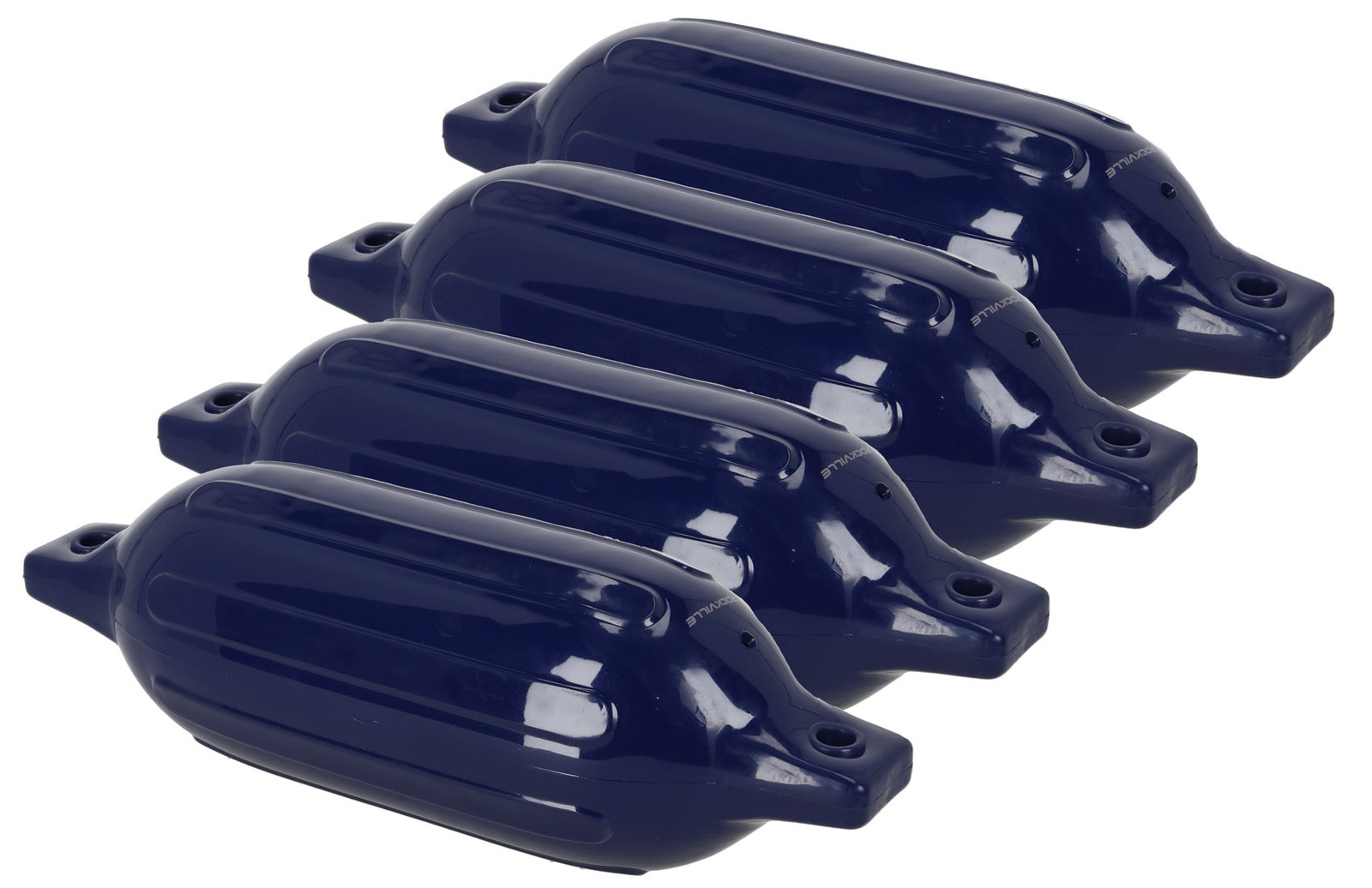 Rockville FEN445-NAVY BLUE Boat Fender Package 4 Bumpers 4.5″x16″, 4 Lines+Pump