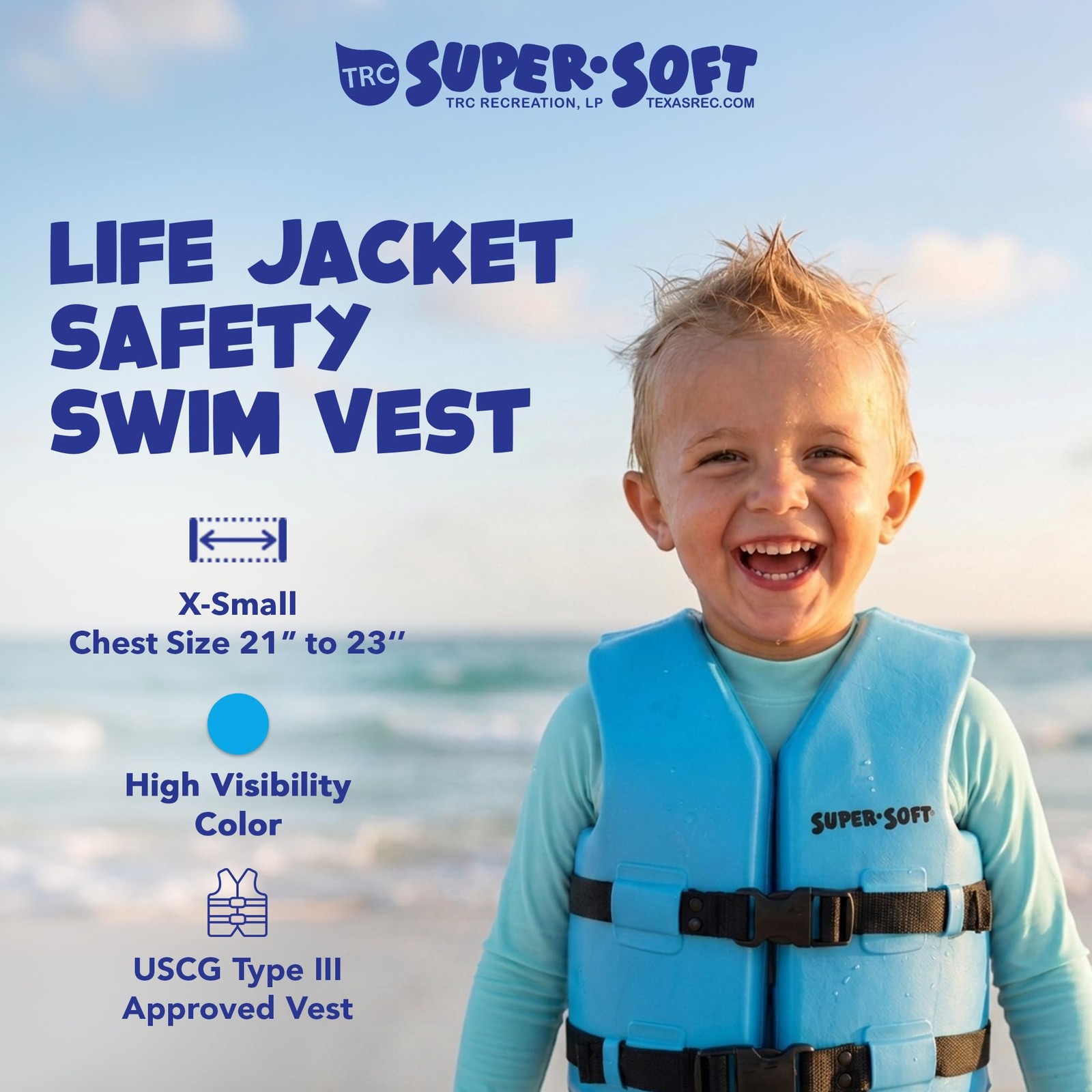 Super Soft Child Size X Small Life Jacket USCG Approved Vinyl Coated Foam Swim V