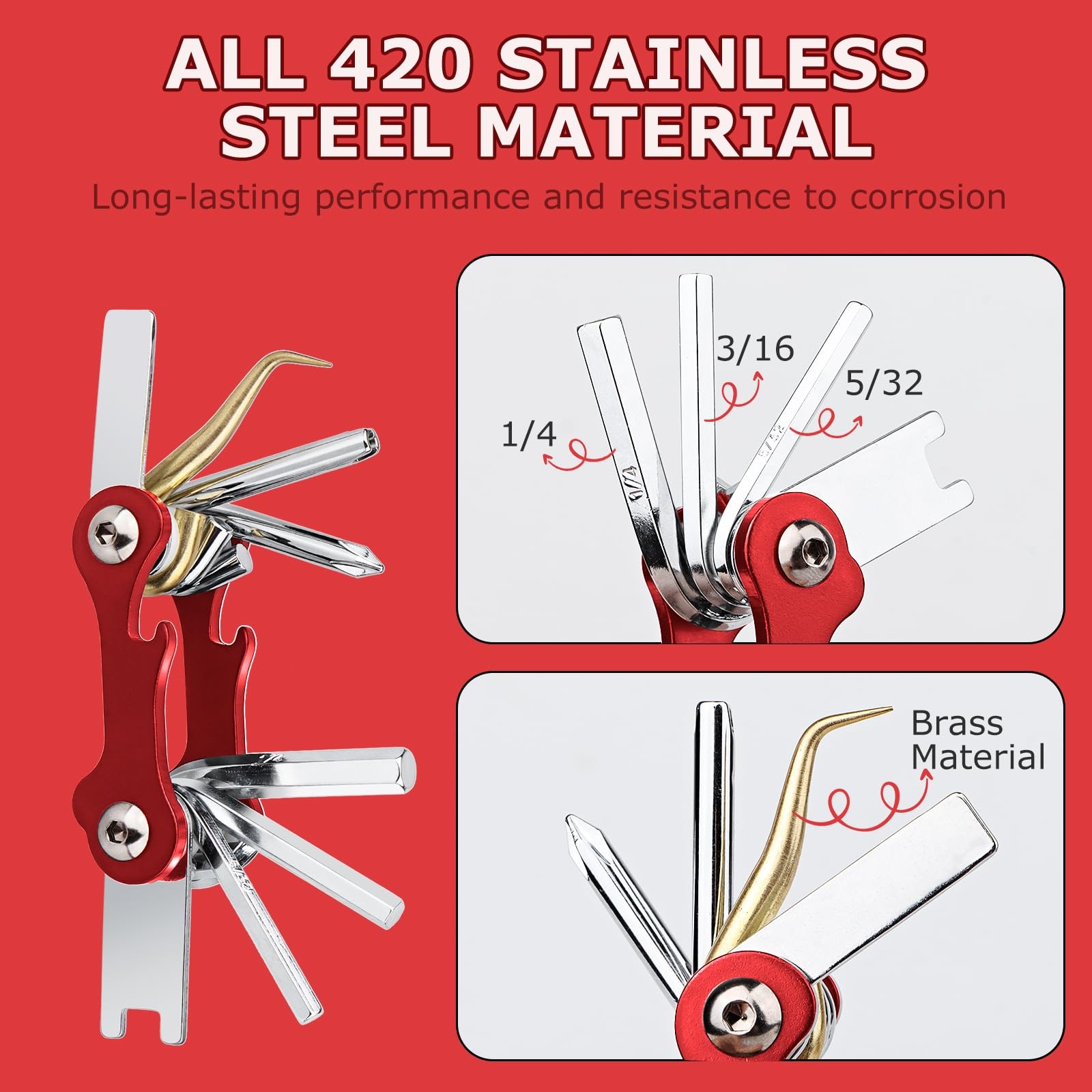 Scuba Tools Kit, 8-in-1 Folding Stainless Steel Diving Multi-Tool Repairing S…