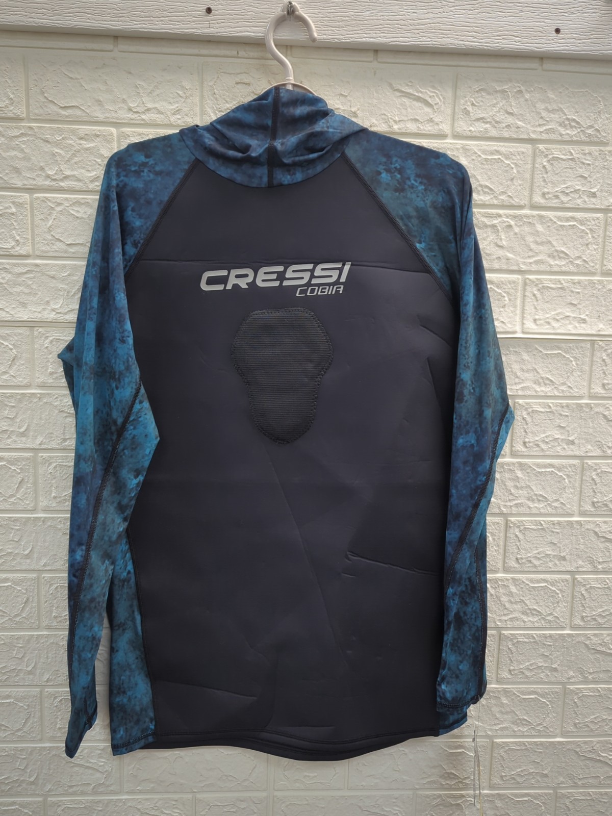 New Cressi Cobia Blue Hunter Rash Guard Hooded Mens Size Large