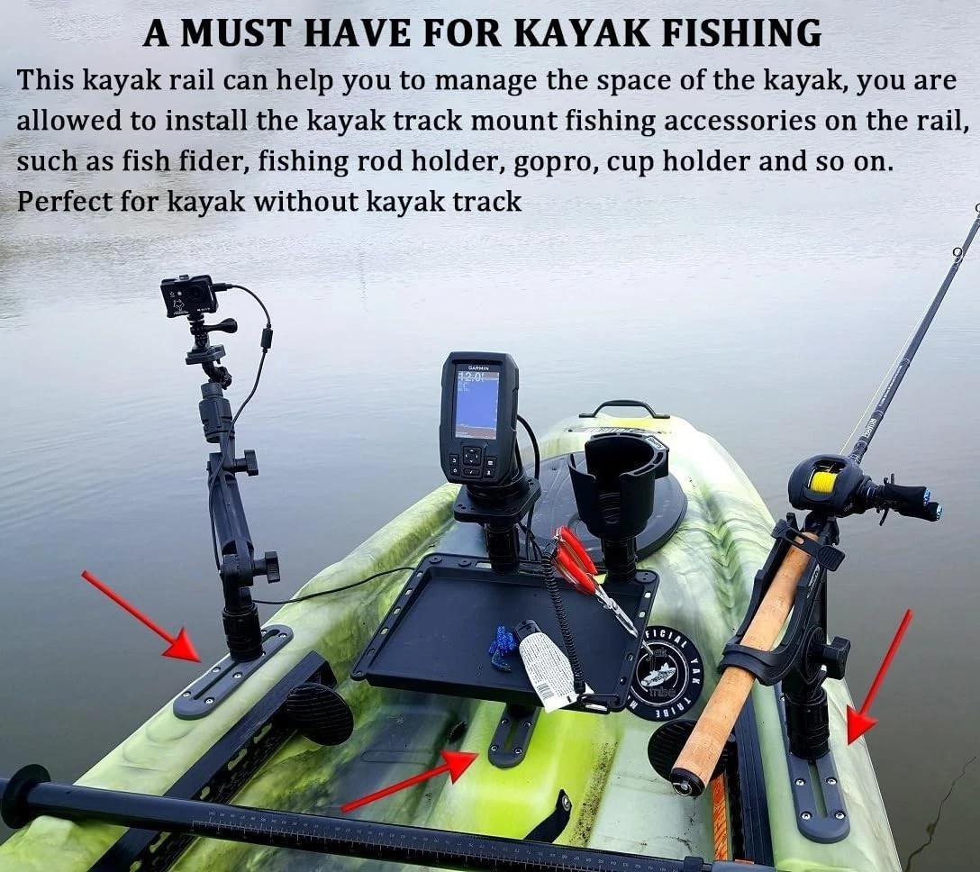 Universal Kayak Mount Track – 2-Pack for Fishing Rods, Cup Holders, and More