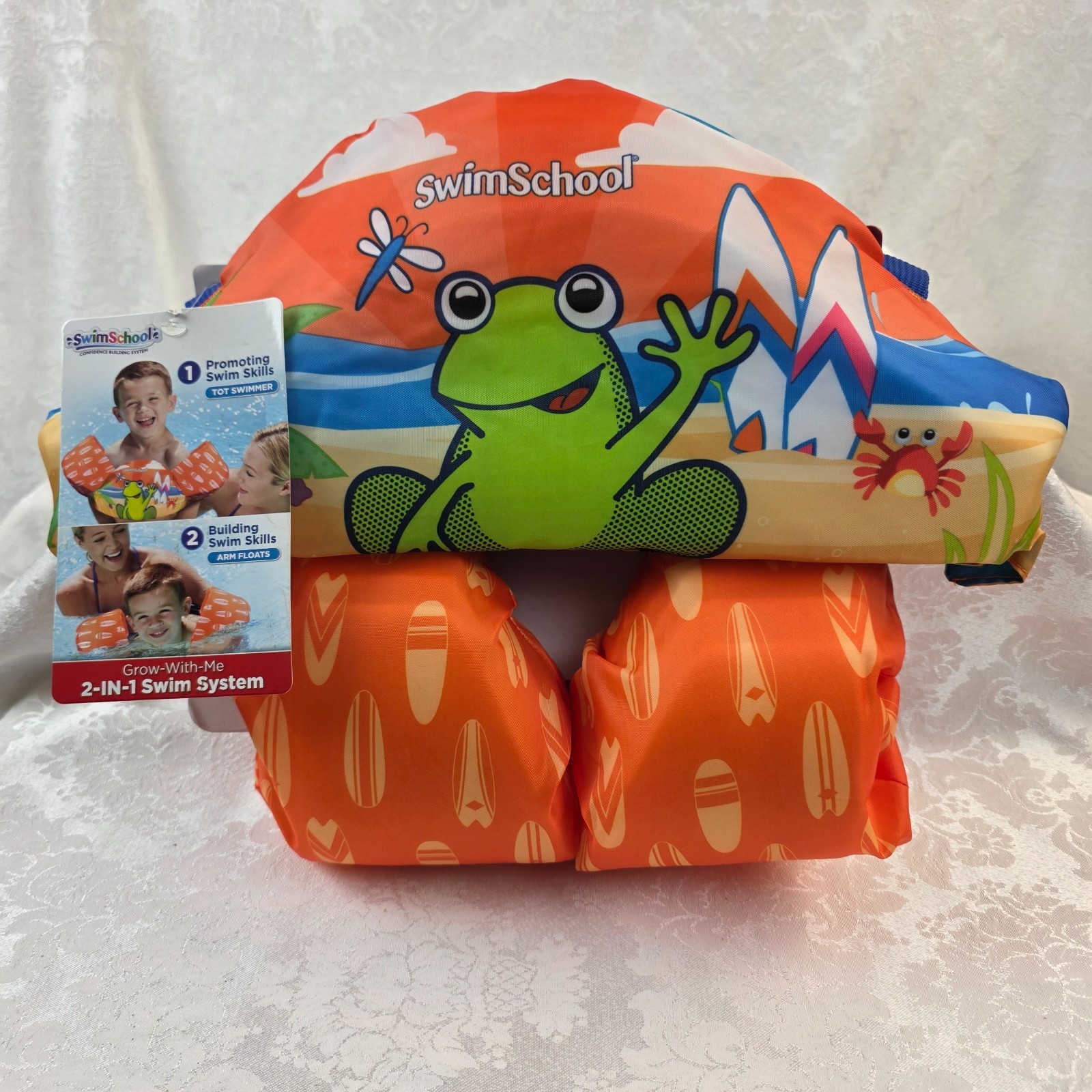 Child Swim Chest and Arm Floats 4-6 yrs made by Swimschool Frog orange