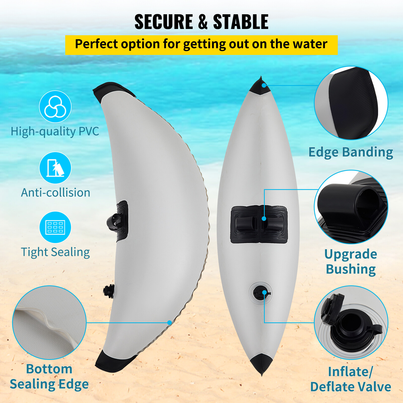Kayak Stabilizer Inflatable Canoe Outrigger PVC Pontoon Fishing Float Tube Kit