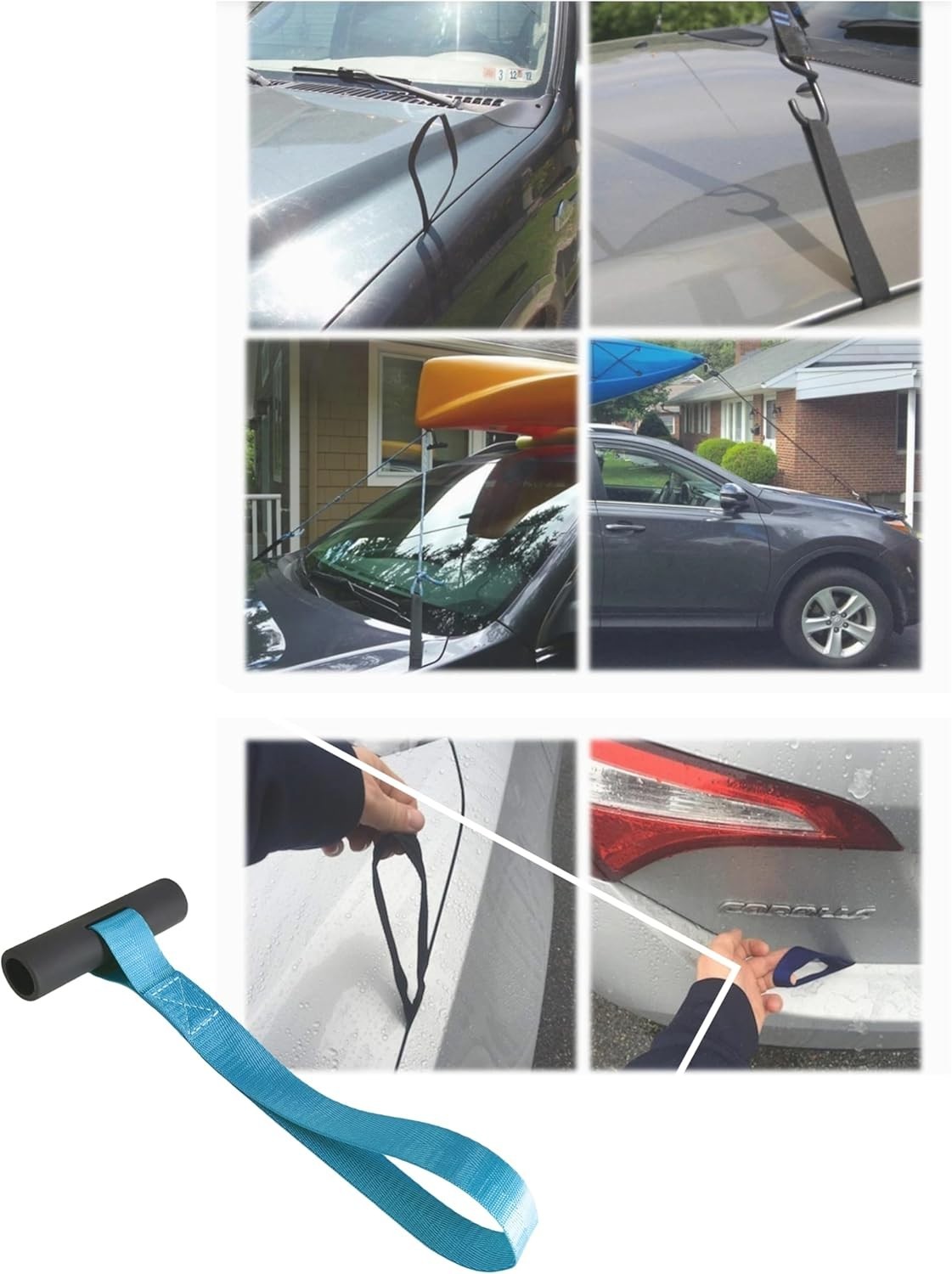2 Pair J-Bar Kayak Roof Rack Carrier with 4 Ratchet Straps for Canoe Surf Ski