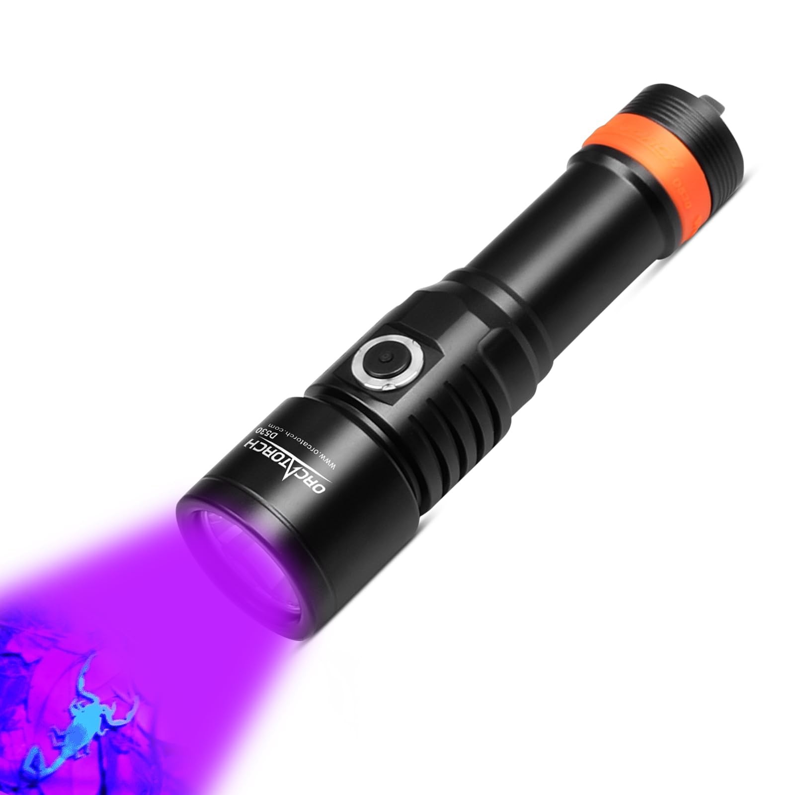 ORCATORCH D530 Scuba Dive Light, 395NM LED UV Light Blacklight, 8 Degrees Narrow