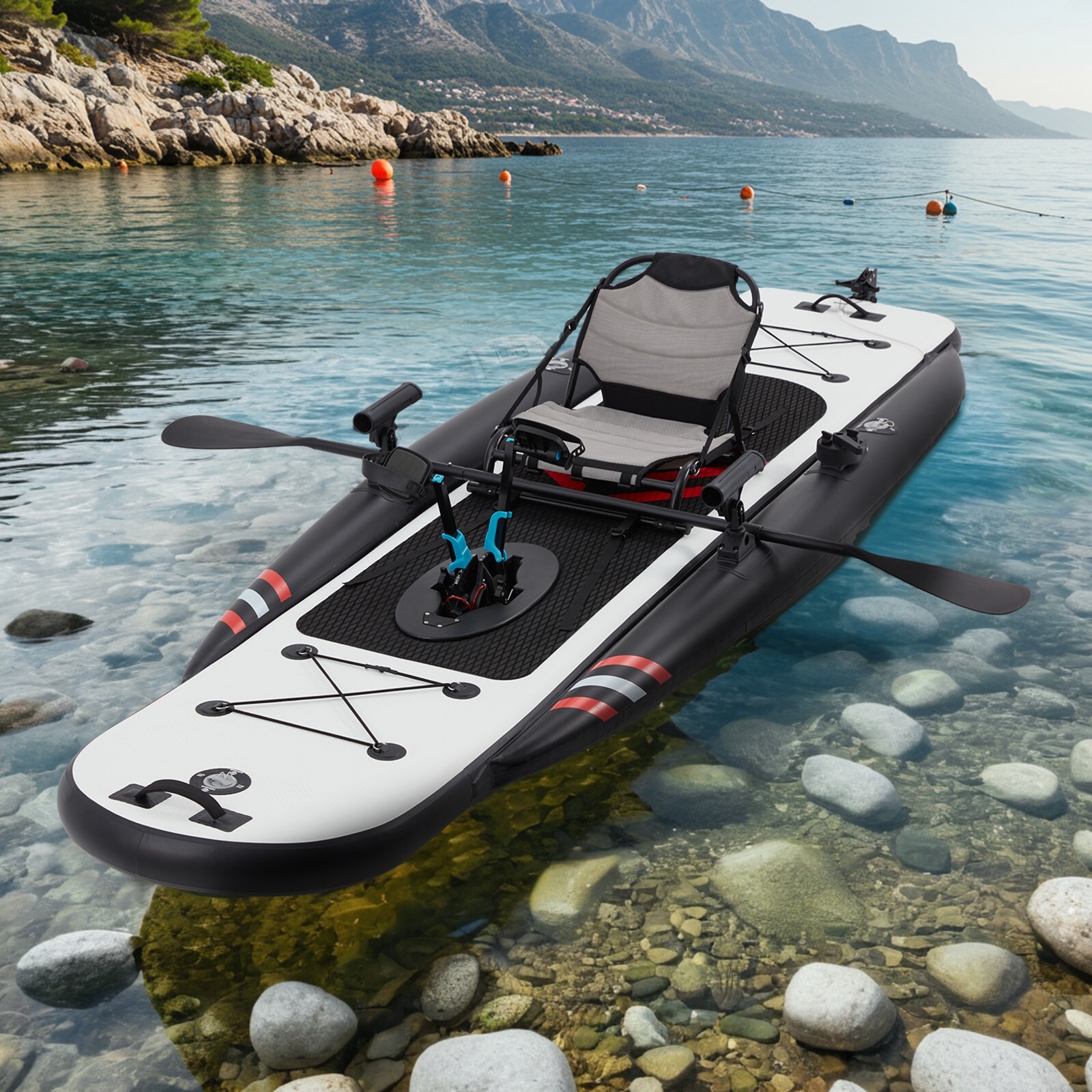 Danrelax Inflatable Kayak with Pedal System, 12ft Premium PVC Fishing Kayak