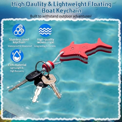 Tondiamo Shark Floating Keychains for Boat Keys Foam 4 Green Blue Red Yellow