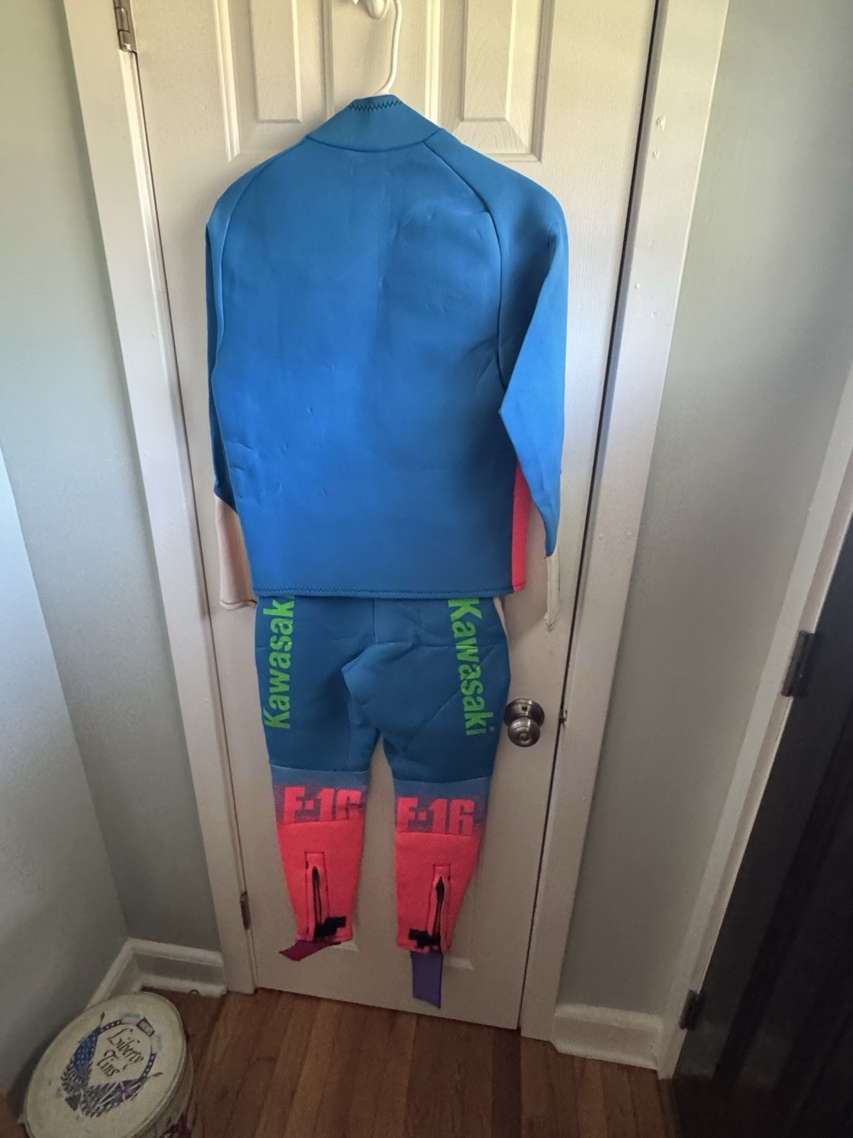 Vintage 90S Kawasaki Jet Pilot Wetsuit Pink Blue Neon Jet Ski 2pc