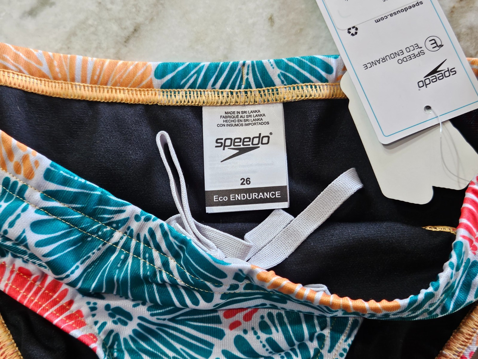 Speedo Eco Endurance REPREVE Vibe Collection Citrus Swim Brief Size 26 FREE SHIP