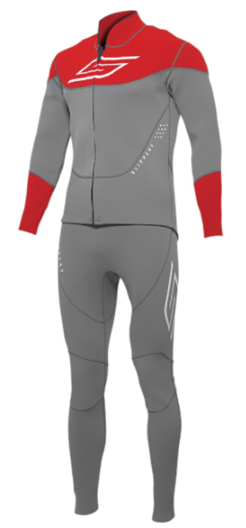SLIPPERY BREAKER JOHN & JACKET FULL NEOPRENE WETSUIT CHARCOAL/RED MEN’S 2X-LARGE