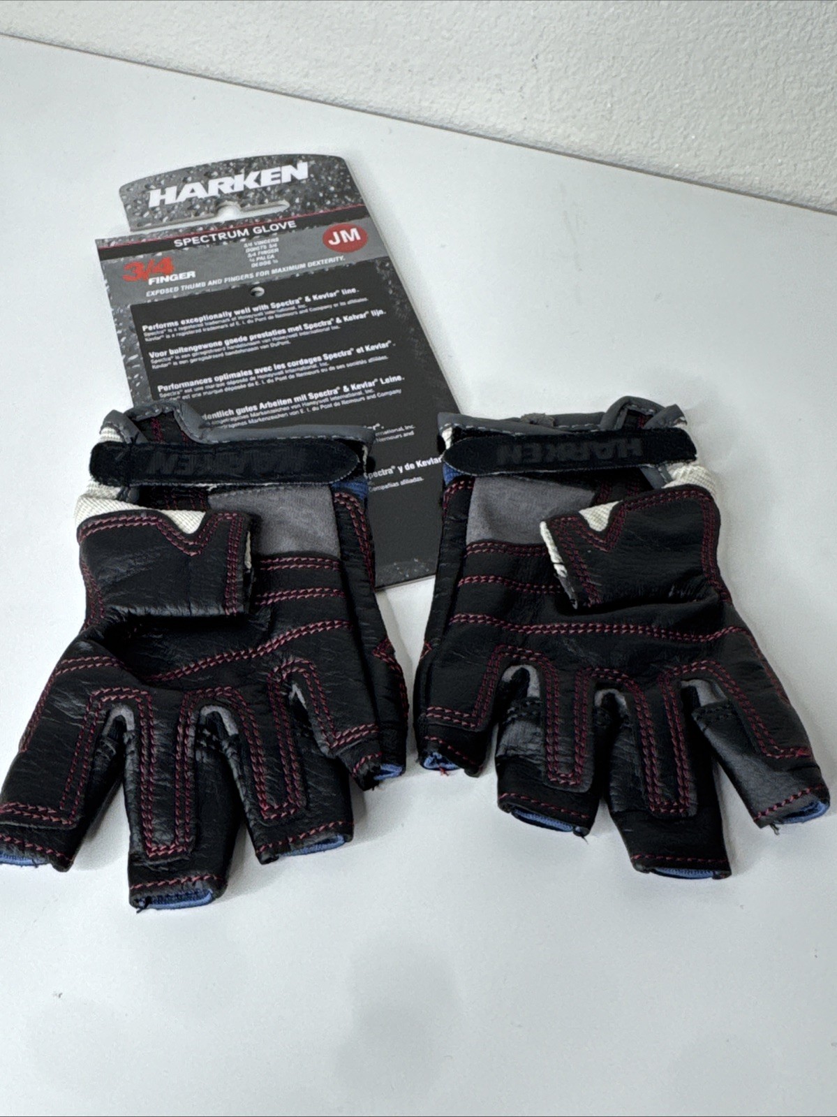 New Harken Spectrum Sailing Gloves Blue 3/4 Finger Junior Medium JM