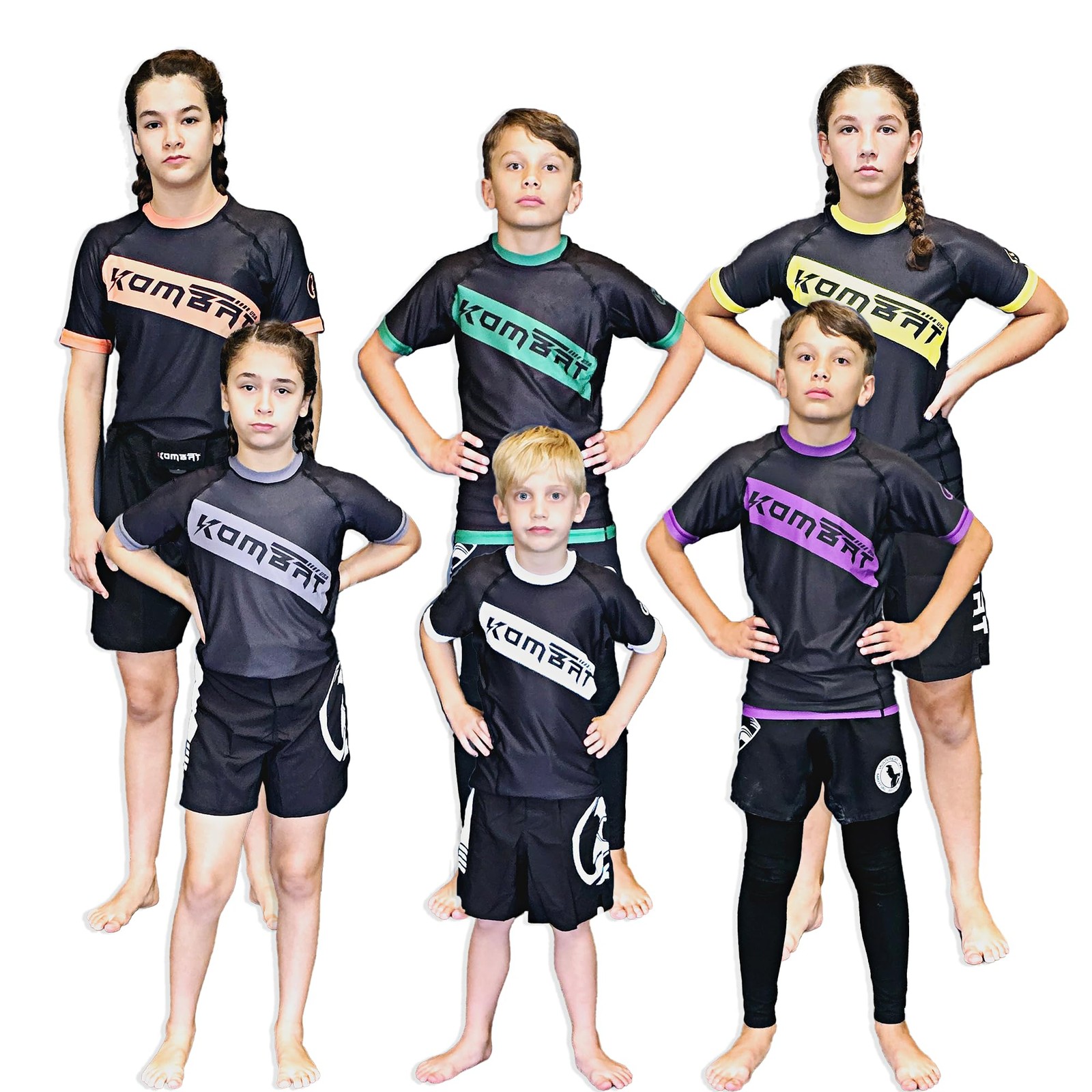 Kids BJJ Rash Guard Half Sleeve – Youth Boys & Girls Compression No Gi Shirt,…
