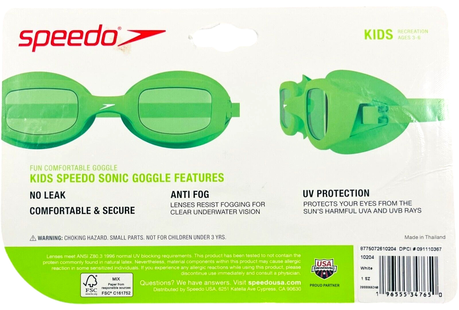 Speedo Kids Speedo Sonic Swim Goggles age 3-6 – White – NEW & Sealed
