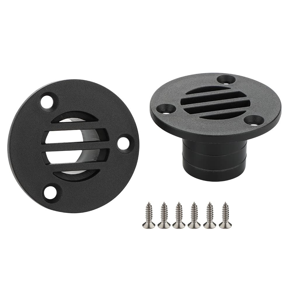 VTurboWay 2 Pcs Nylon 53 x 30mm Boat Floor Deck Drain Fit for Small, Black