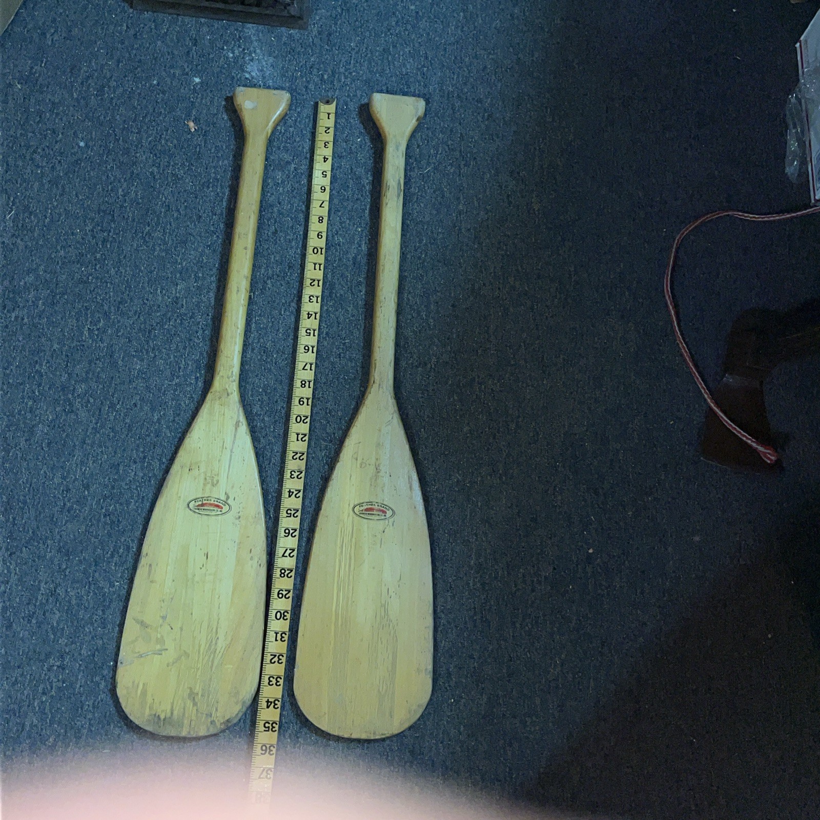 Pair of Feather Brand 36″ Wood Canoe Paddles