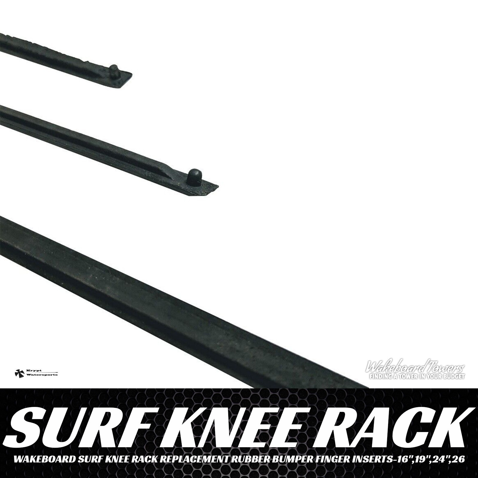 WAKEBOARD SURF KNEE RACK REPLACEMENT RUBBER BUMPER FINGER INSERTS-16″,19″,24″,26