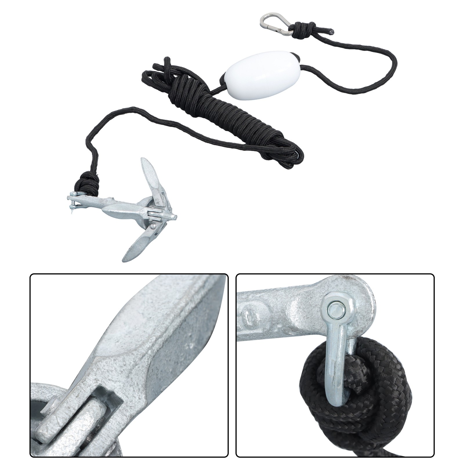 New Folding Grapnel Anchor Kit For Kayaks Canoes Paddle Board Silver Steel 1.5lb