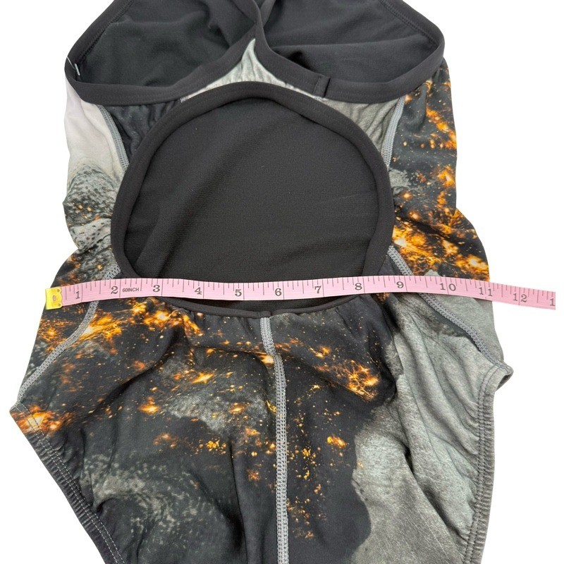TYR NEW M Size 32 Diamondfit One Piece Swimsuit Black Grey Galaxy Print Training
