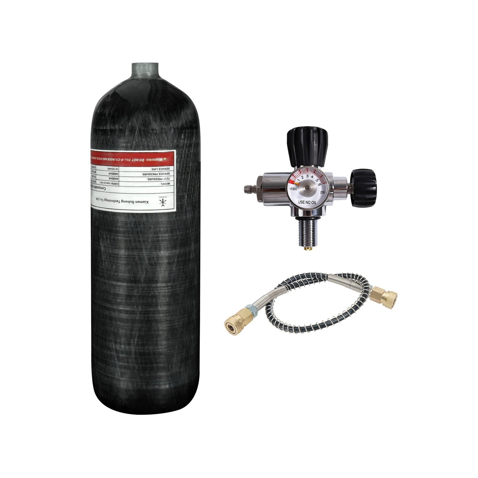 TUXING 4500psi Carbon Fiber Air Tank 6.8L, PCP Paintball Compressed Air Syste…