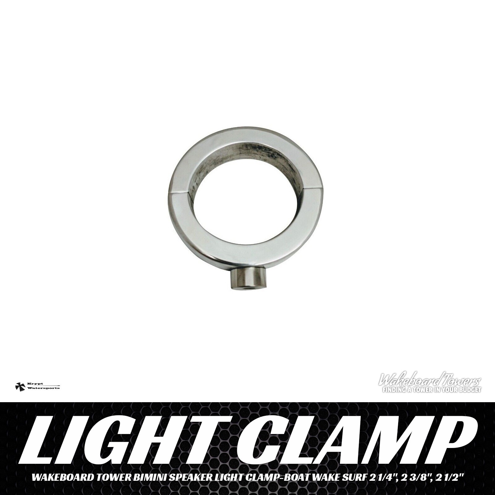 Wakeboard Tower Bimini Speaker Light Clamp-Boat Wake Surf 2 1/4″, 2 3/8″, 2 1/2″