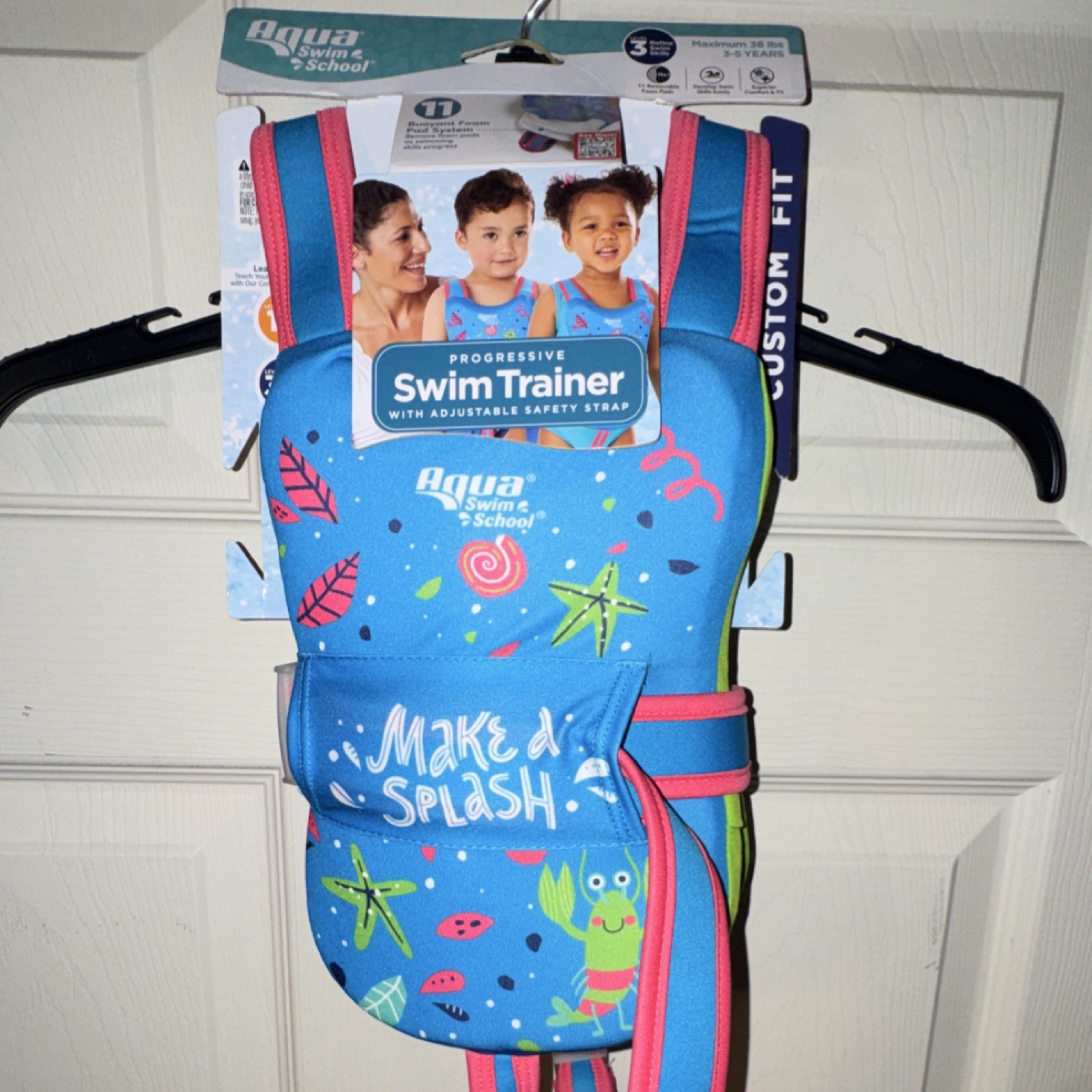 Aqua Swim School Progressive Swim Trainer Vest Blue Medium Safety Strap