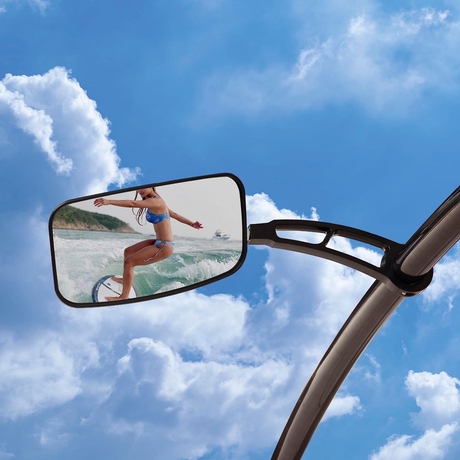 7×13″ Convex Wakeboard Tower Mirror – 360° Adjustable, Fits Towers up to 2.5″ –