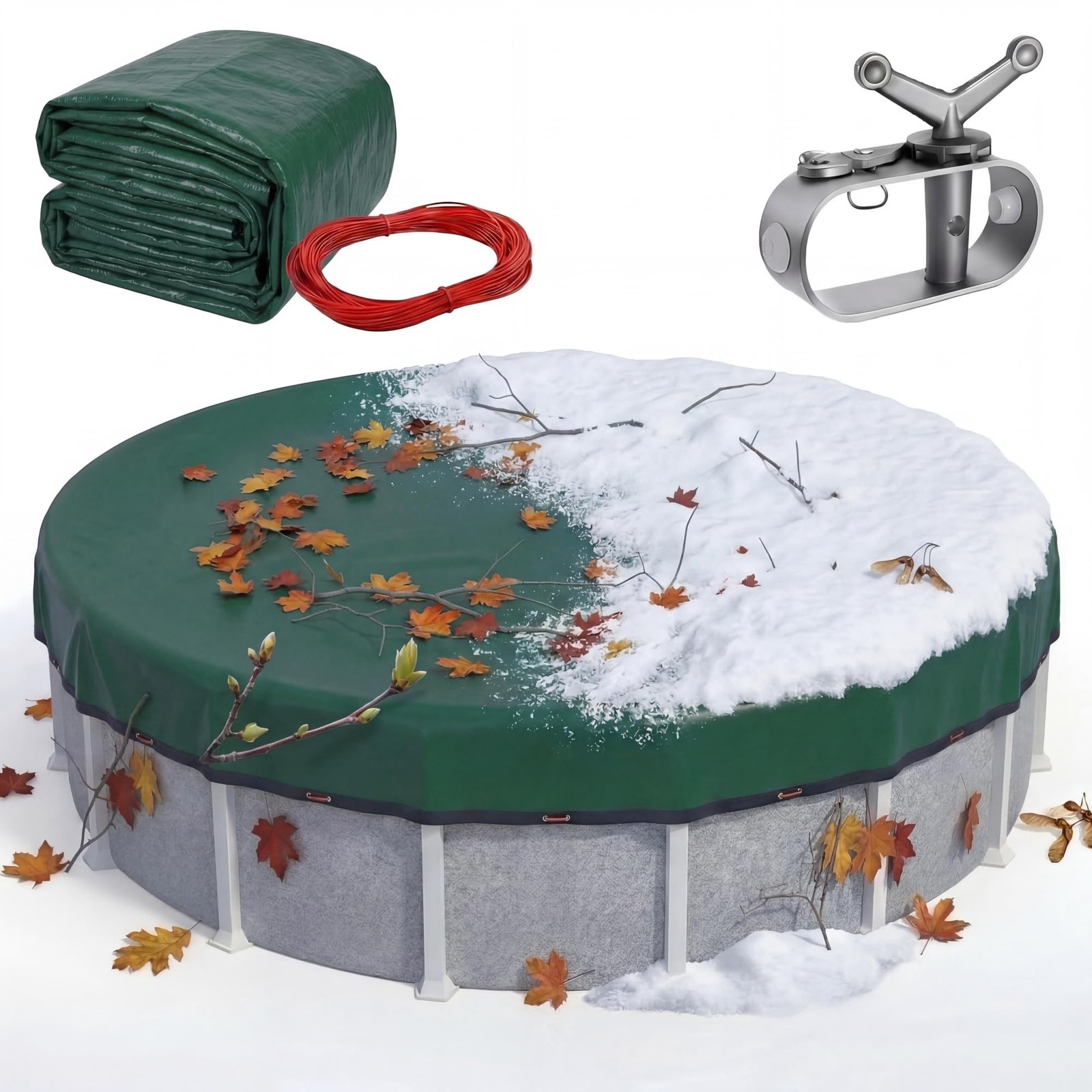 Extra Thick 24FT Round Swimming Pool Cover for Above Ground, Above-Ground Poo…