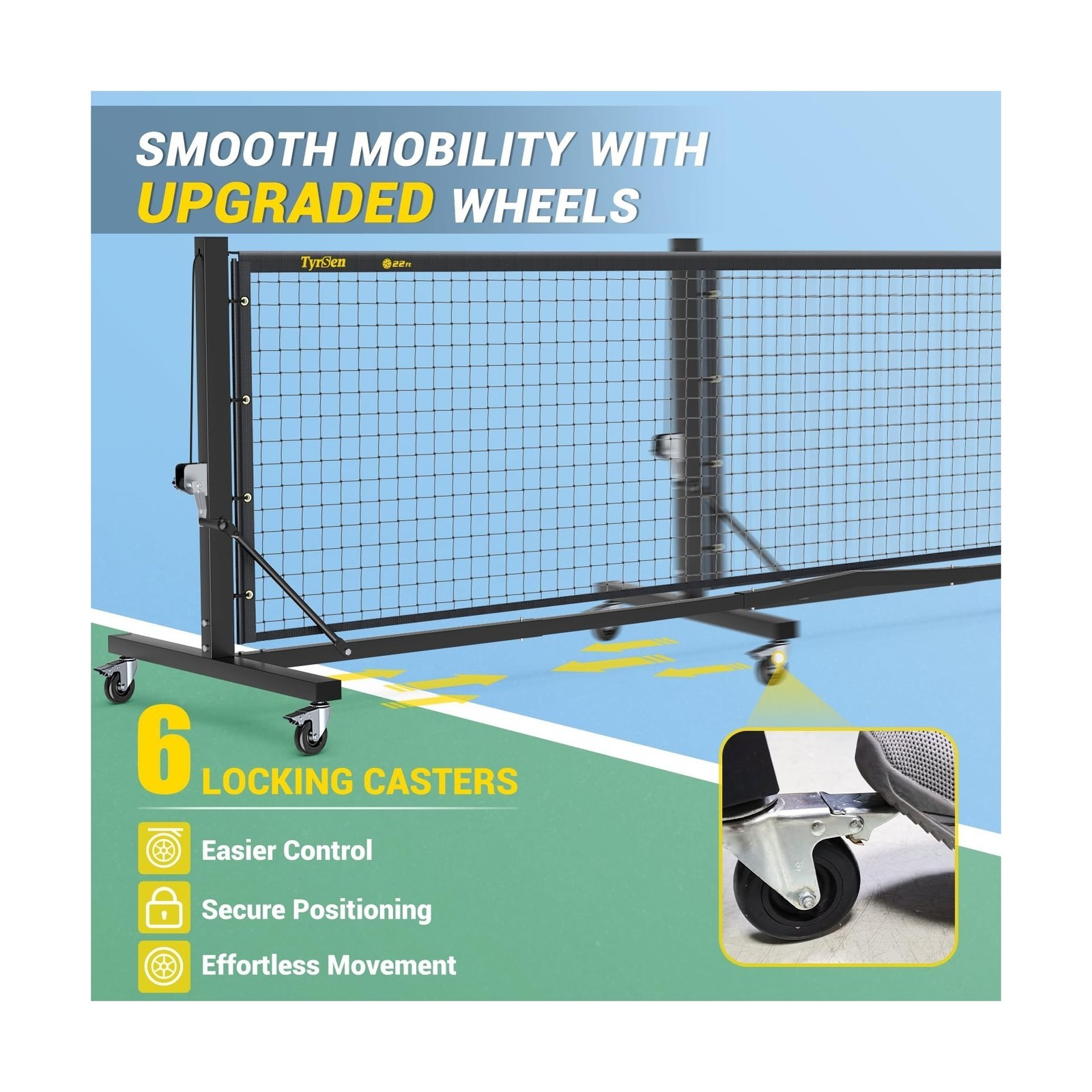 Pro Pickleball Net – Hand Winch Tension System, 22ft Tournament-Grade, Ant