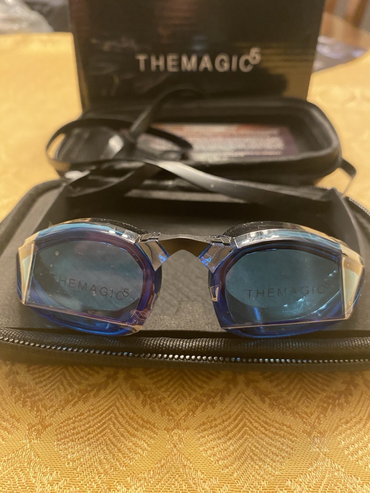 The Magic 5 Swim Goggles Blue Magic Zip Case Bundle Anti-Fog New Free Shipping